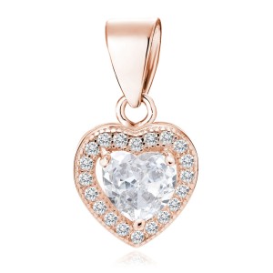 Pandantiv argint placat cu aur roz inima cu pietre DiAmanti Z0760C_RG-DIA (Argint 925‰ 1,3 g.)